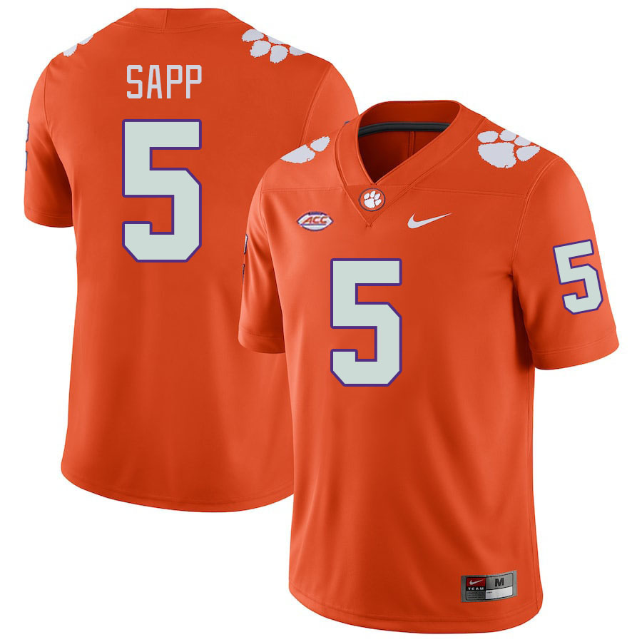 Men's Clemson Tigers Josh Sapp #5 College Orange NCAA Authentic Football Stitched Jersey 23AV30TE